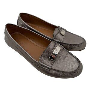 COACH Fredrica Pewter Leather Loafer Shoes Sz 6.5